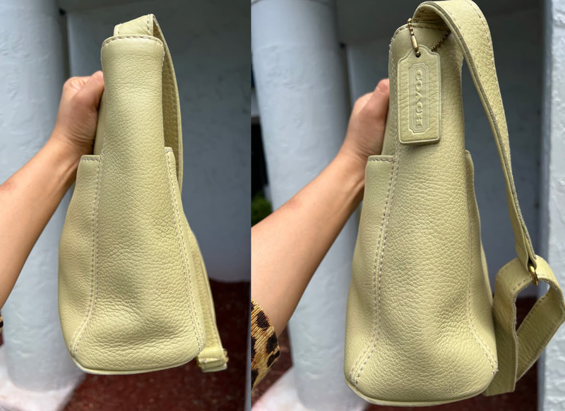 Coach Vintage Sonoma Pocket Zip Natural Grain Pebbled Leather Lime Green 4924 gallery