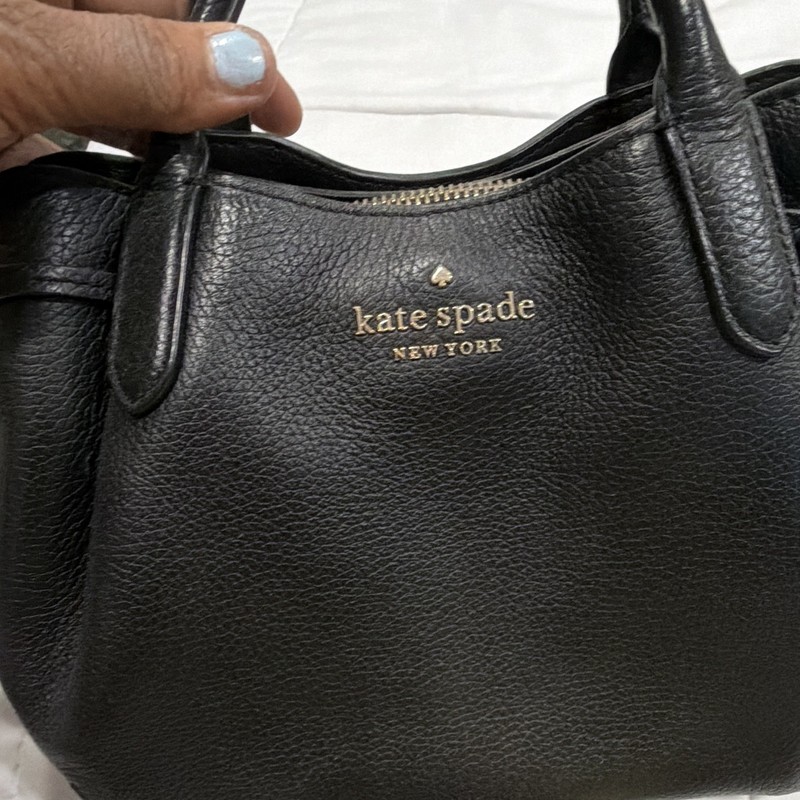 kate spade new york Black Pebbled Satchel Zip Top Gold Hardware Detach Strap