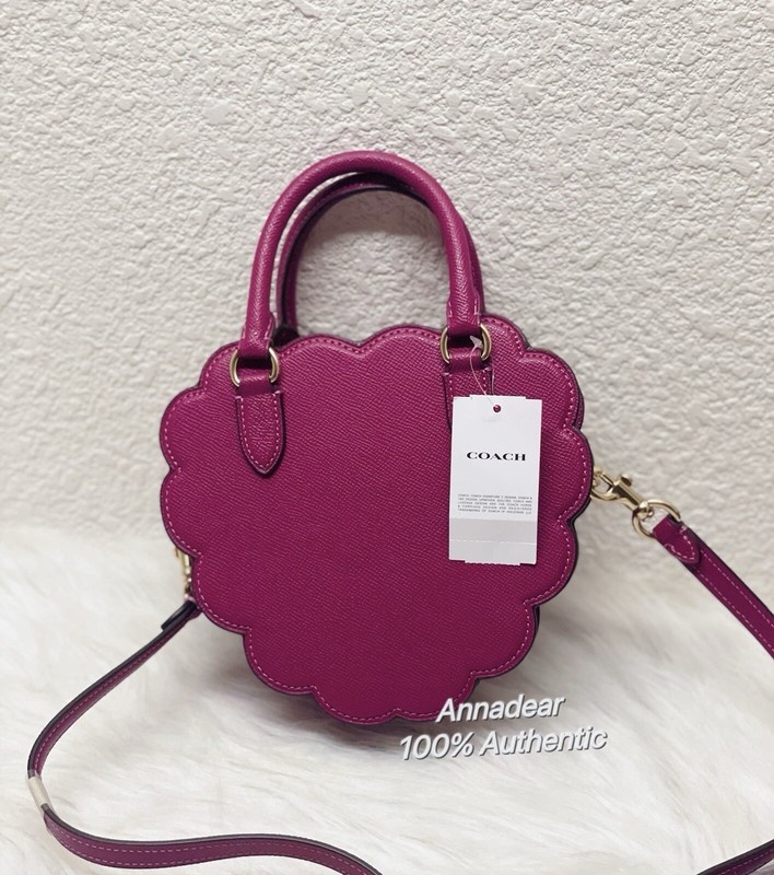 NWT COACH Crossgrain Leather Raspberry Shape Crossbody/Satchel Bag Bright Violet gallery
