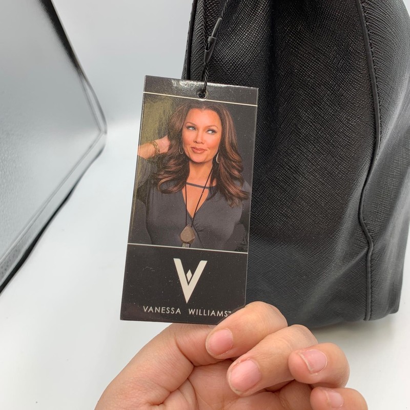 Vanessa Williams Posh Hobo Bag Black Faux Leather Gold Shoulder Strap VW-09-BK gallery