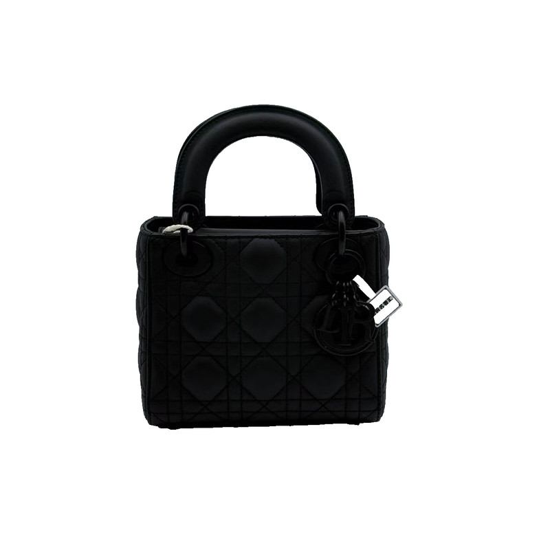 H2 Black matte leather three-compartment mini Lady Dior H21426