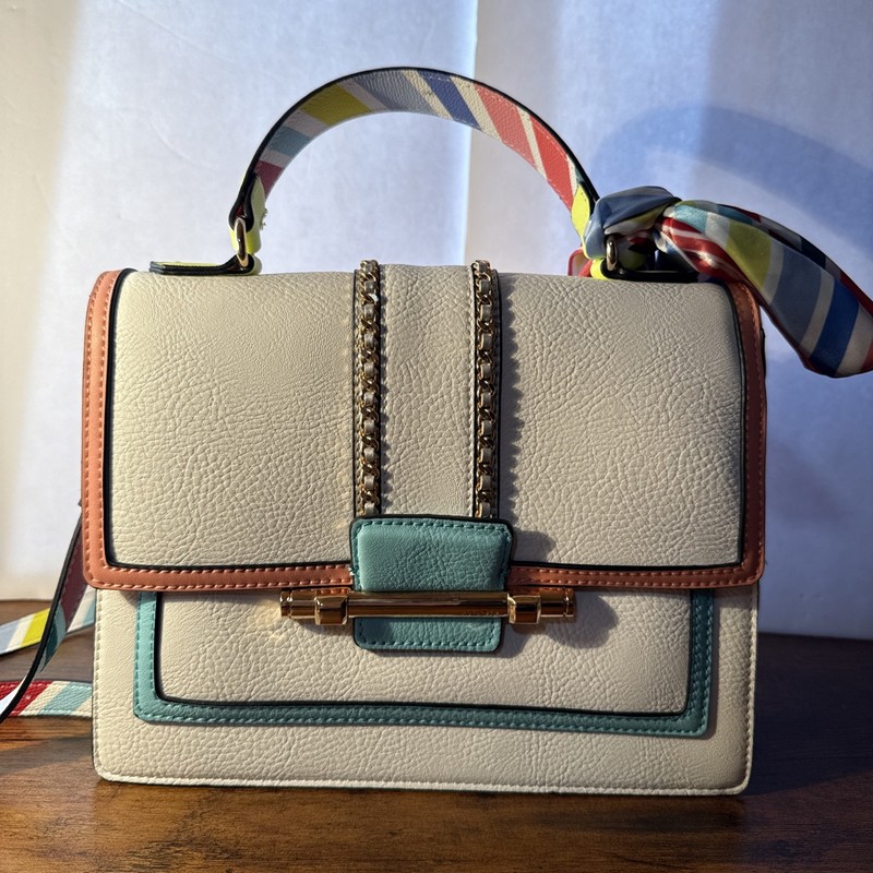 Aldo Multi-Color Hand Bag/shoulder Strap GOLD accent, Bow, Magnetic Snap NWOT