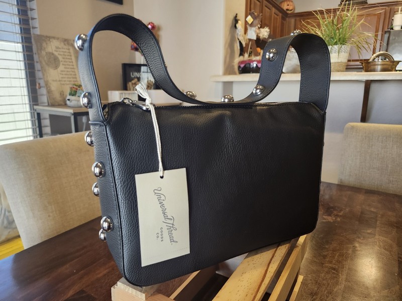 Universal Thread Black Studded Top Handle Handbag, Zip Closure, Small