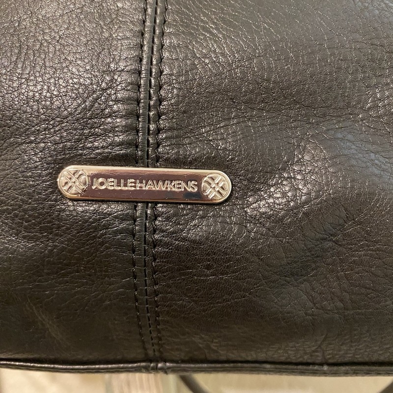 Joelle Hawkens Black Leather Tote w/Silver Hardware, Inner Pockets gallery