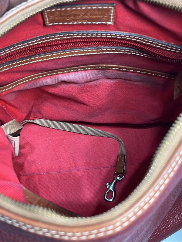 Authentic DOONEY & BOURKE Red Wine Leather Pebble Grain Hobo Handbag Purse gallery