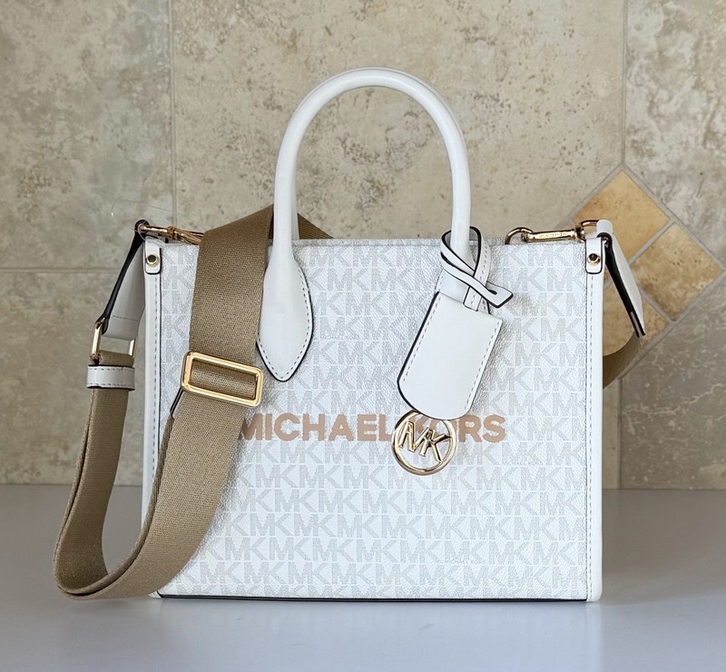Michael Kors Mirella Small Shopper Tote Satchel Shoulder Bag MK Optic White