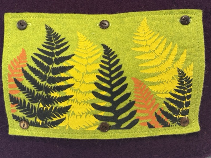 NEW! Fibers Of Life Wool Felted Bag Purple Ferns Detachable Crossbody Strap Purs gallery