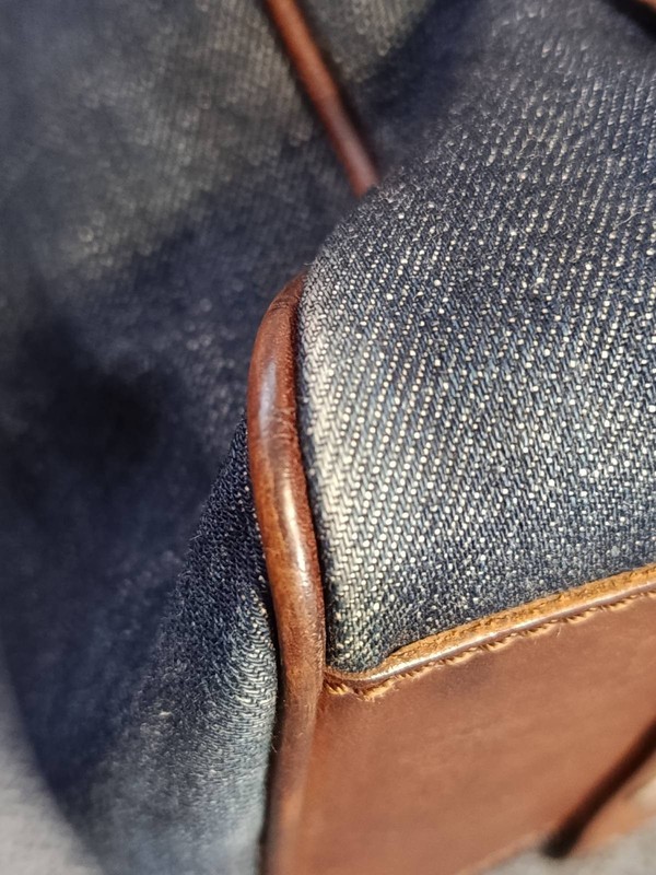 Vintage women's denim bag with genuine leather elements from Nannini gallery