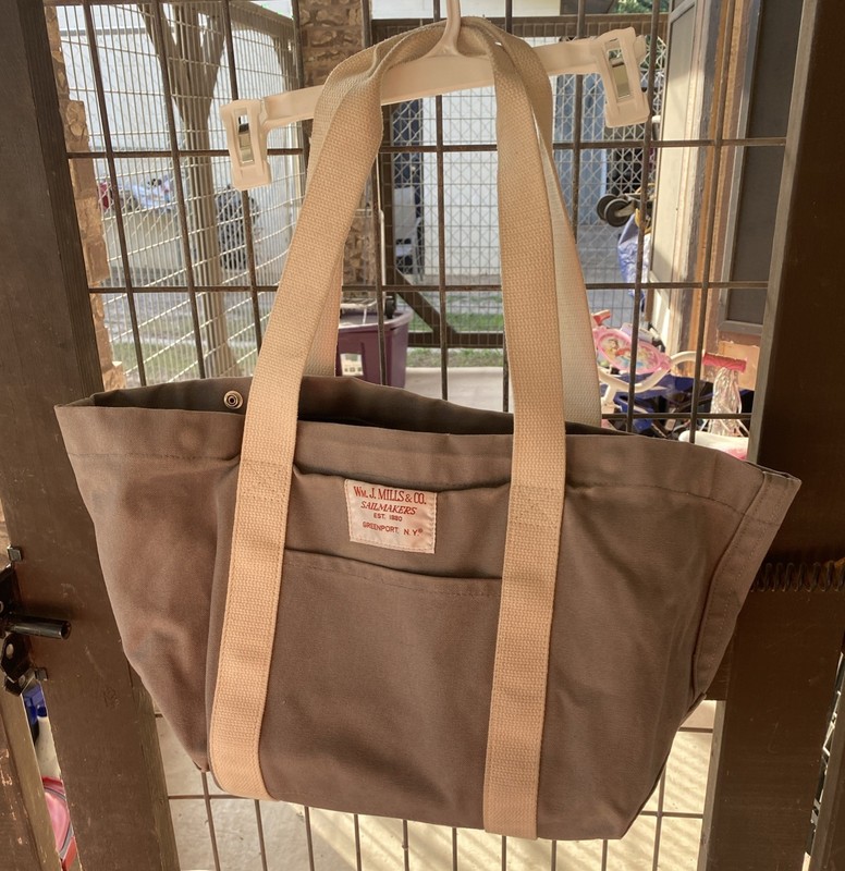 Vintage Wm. J. Mills & Co. Sailmakers Classic Ice Tote Bag Gray Canvas 18x14x8**
