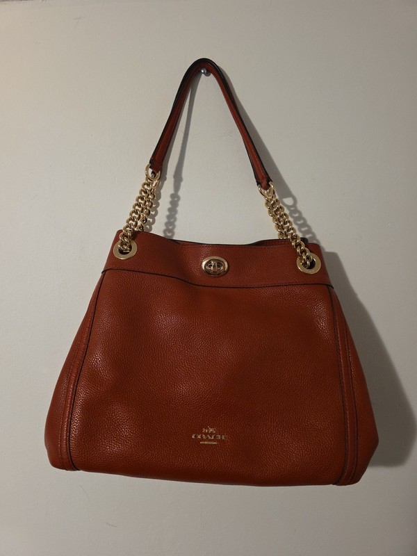Coach 36855 TURNLOCK EDIE Orange SHOULDER BAG IN LEATHER LI /Terracotta