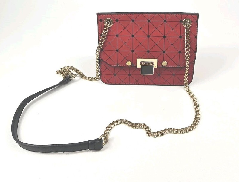 New Red & Black Mini Crossbody HandBag Purse Bag Travel Gold