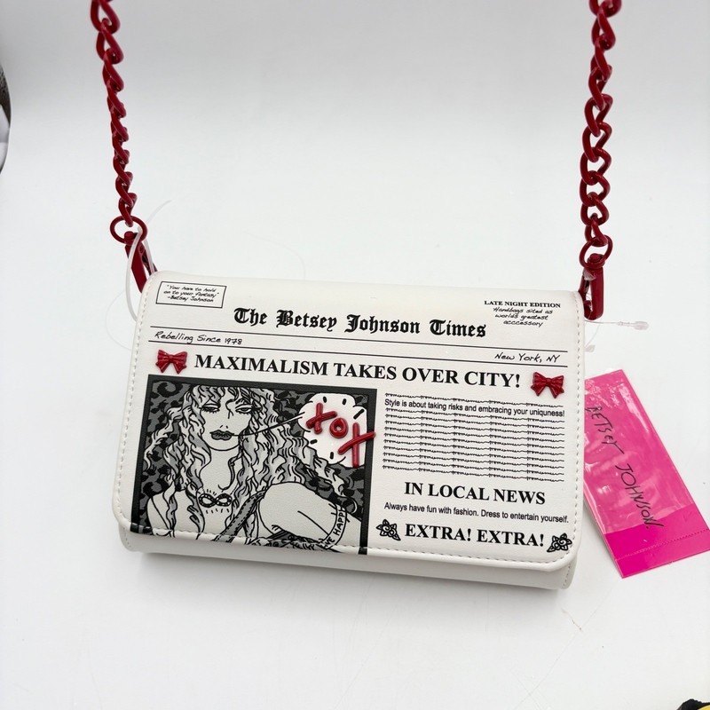Betsey Johnson Newspaper Print Crossbody Bag Purse Shoulder Bag