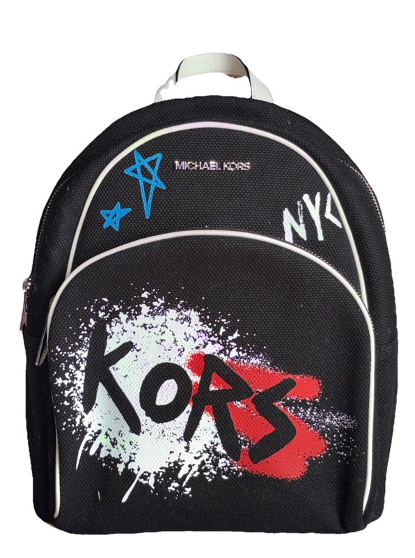 Michael Kors Abbey Small BlackWhite Canvas Graffiti Backpack NWT