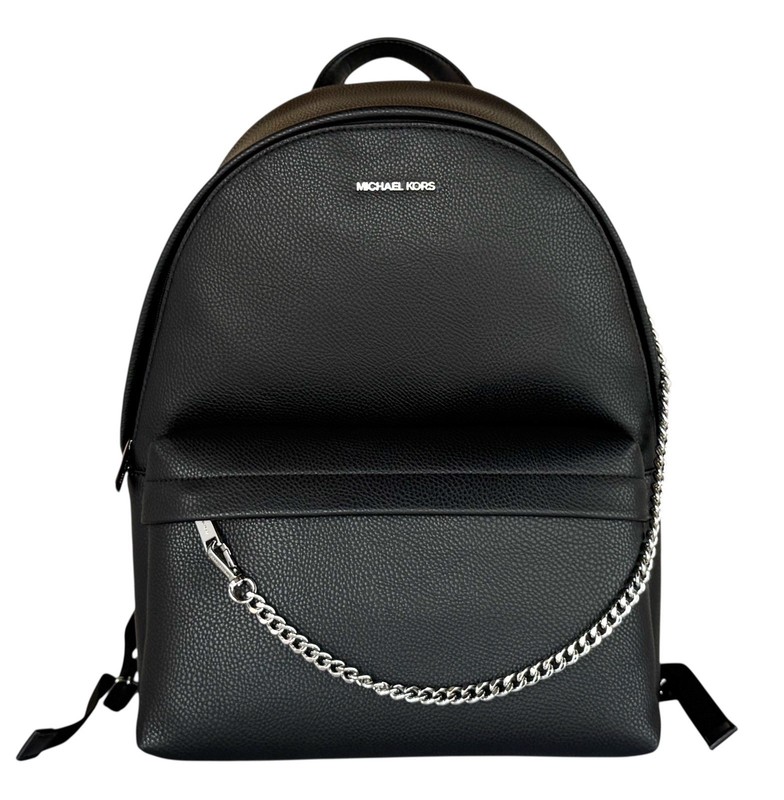 Michael Kors Slater Large Chain Leather Backpack Black