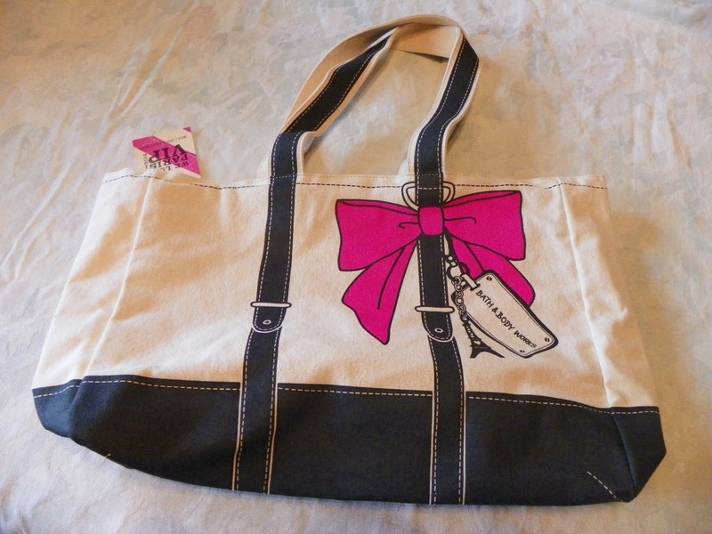 Bath & Body Works We Love Paris VIP Canvas Pink Bow Tote Bag (Bag Only) New NWT