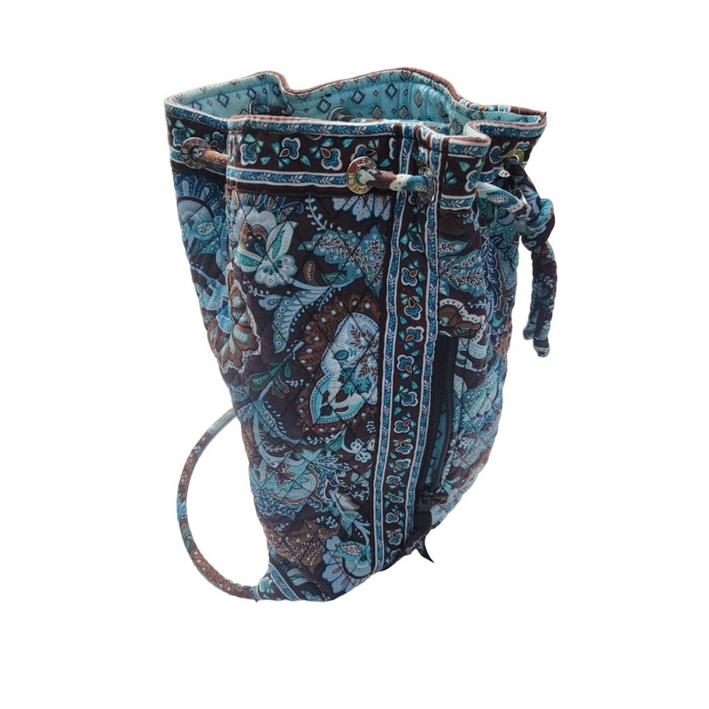 Java Blue Backpack Vera Bradley Drawstring Backpack Knitting Cinch Bag Retired