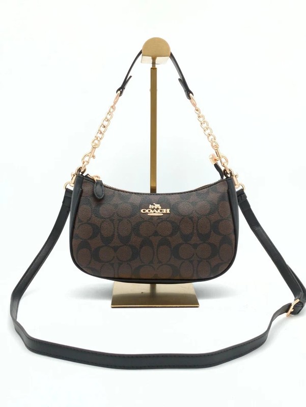 COACH CA548 Teri Shoulder Bag In Signature Canvas/Gold/Brown New