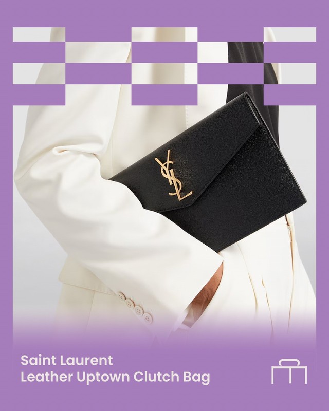 Saint Laurent Cassandre Envelope Clutch – Black Grain de Poudre Leather gallery