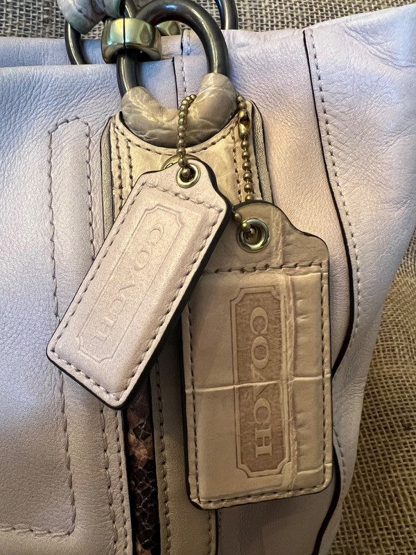 Coach Kristen Spectator Shoulder Purse Leatther Crocodile Accents Large Zipper gallery