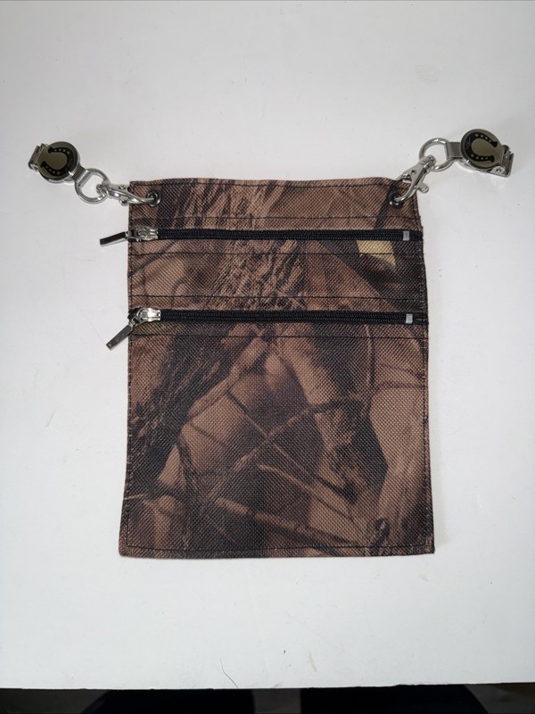 Hipklips Waist Bag , Brown Camo Color 5 1/2 Inches X 7 Inches – 3 Pockets – New