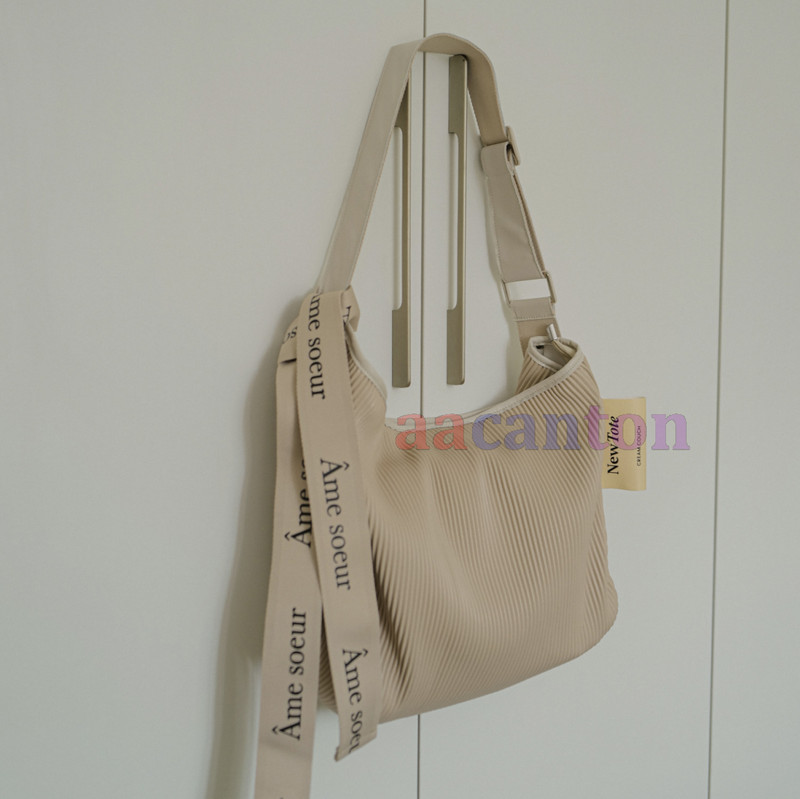 Cream Couch Pleated Tote Bags Microfiber Lether Crossbody Shoulder Bag Women New gallery