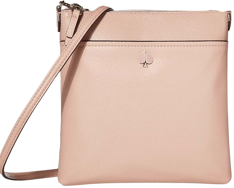 Kate Spade Polly Small Flapper Pink Pebbled Leather Crxbdy, Enamel Spade Flower