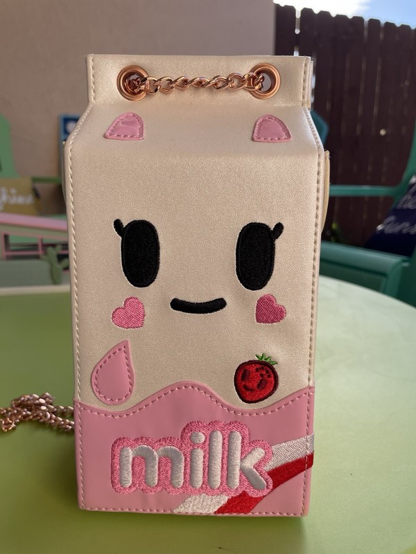 Tokidoki Moofia Kawaii Strawberry Milk Carton Pink Crossbody / Shoulder Bag