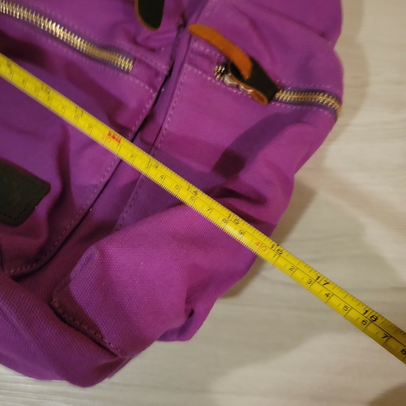 Purple Backpack with Flap Top and Adjustable Drawstring, Zippered Compartments gallery