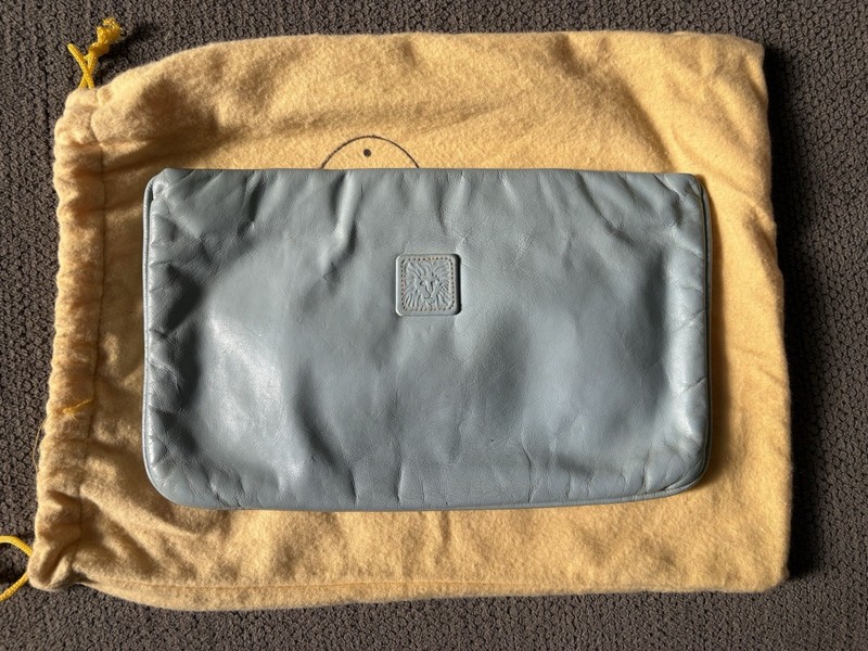 Vintage Anne Klein Leather Clutch in Baby Blue