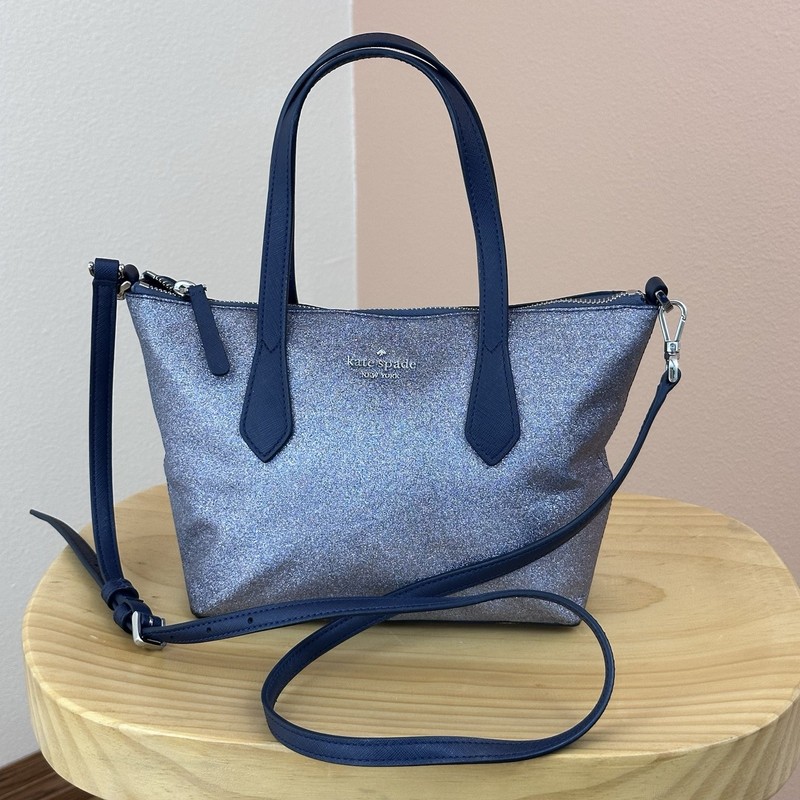 Kate Spade Joeley Glitter Small Satchel Crossbody Bag Blue Dusk Navy Sparkle