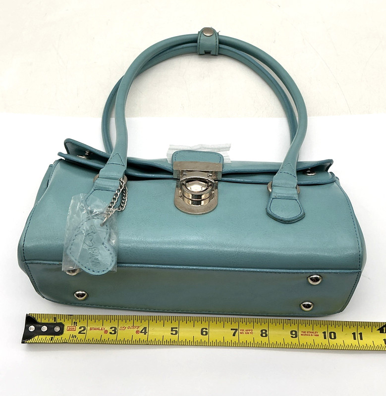 Rina Rich Structured Top Handle Handbag Teal Blue Vegan Leather New with Tags gallery