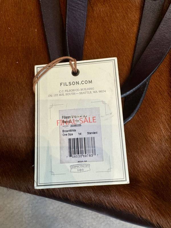 Filson Workshop Ranch Tote 20085335 - RARE - Cowhide Bridle Leather White Cow CC gallery