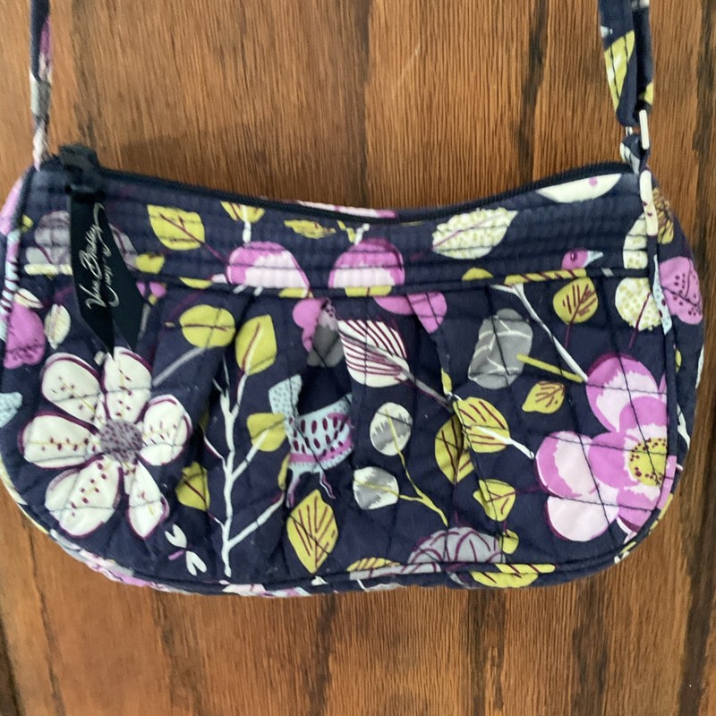 Vera Bradley Quilted Fabric Purse Navy floral 9 In X 6 In
