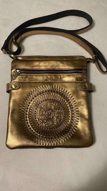 Patricia Nash Francesca Small Leather Crossbody Antique Bronze Silver