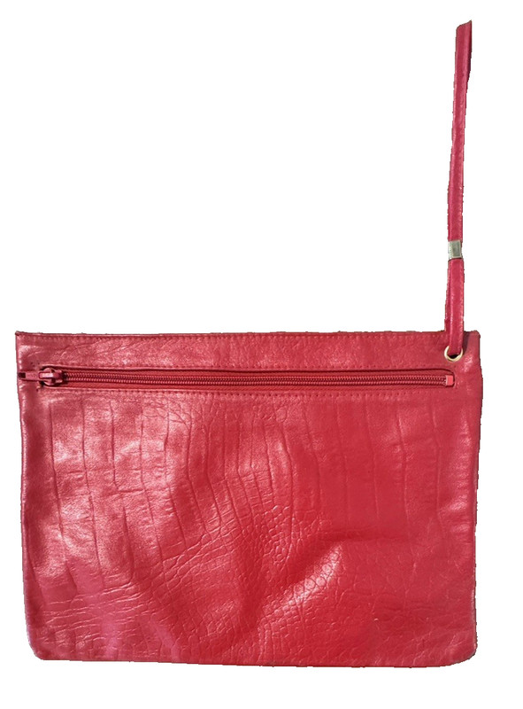 100% Genuine Leather Red Clutch Bag wristlet Rectangular 12″ x 9″ Made in Italy