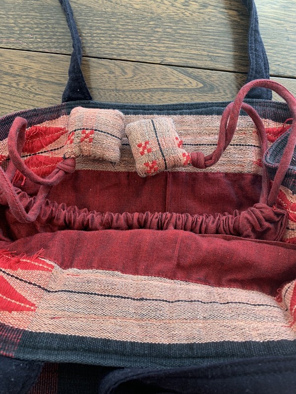 Myanmar Traditional Woven Shoulder Bag. Large 14”w x 13”h. Straps 12”L gallery