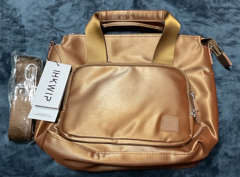 New IHKWIP The Mini Tote 2.0 w/Crossbody Strap Metallic Mocha Brown