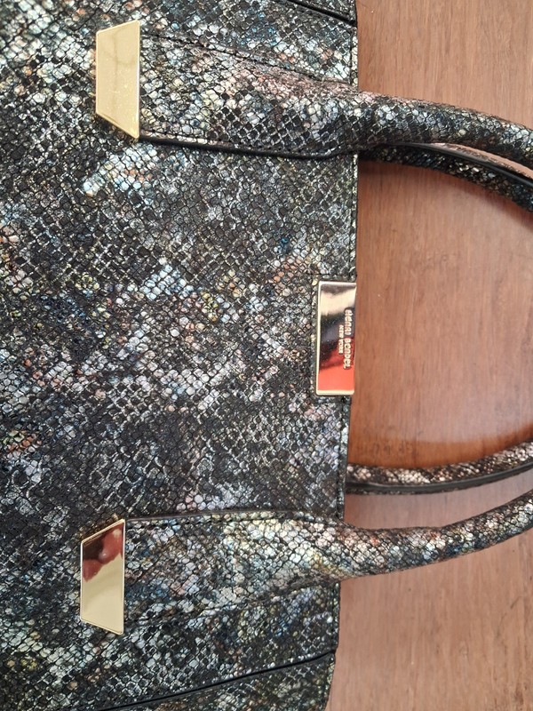 Henri Bendel METALLIC SNAKE EMBOSSED GEO TOTE BAG NEW NWT