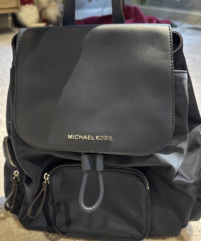 Michael Kors Abbey Cargo Drawstring Backpack Bag -Navy Nylon