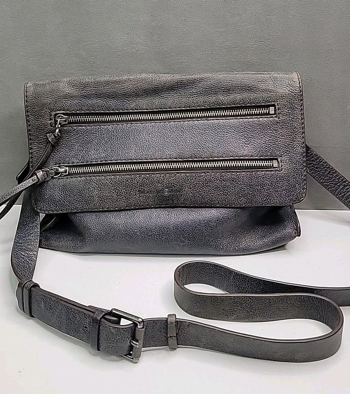 Treasure & Bond Distressed Soft Leather Crossbody Bag Blue Zipper Accents, Nice!