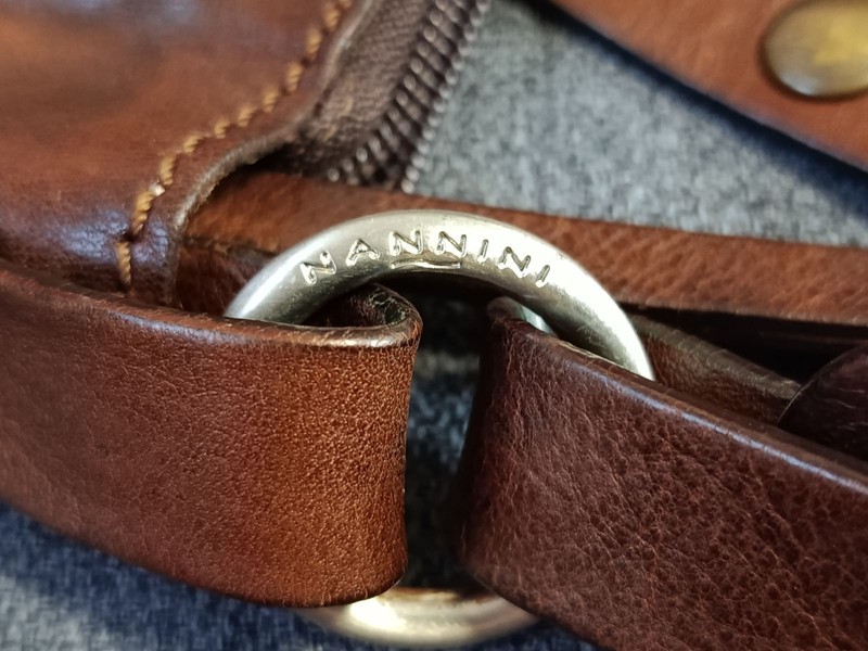 Vintage women's denim bag with genuine leather elements from Nannini gallery
