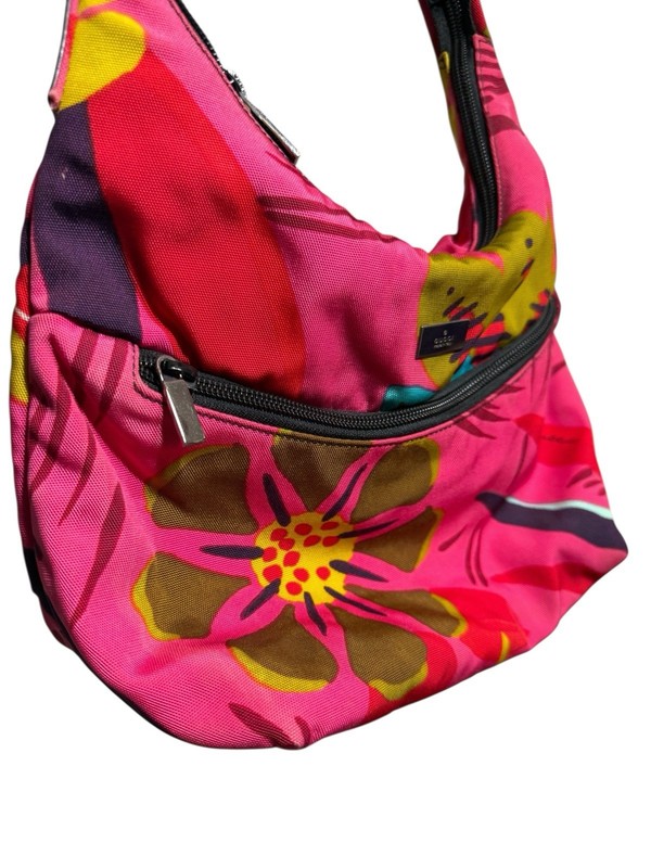 Vtg Gucci by Tom Ford SS1999 Pink Floral Nylon Shoulder Bag gallery