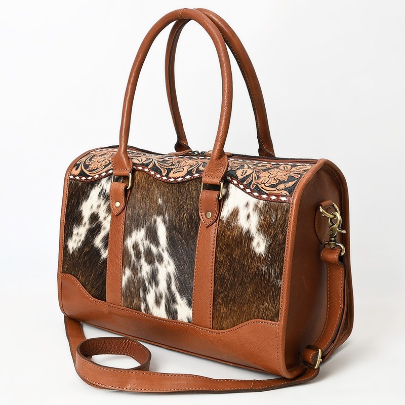 AD American Darling Hand Tooled Hair-On Cowhide Genuine Leather Speedy Bag