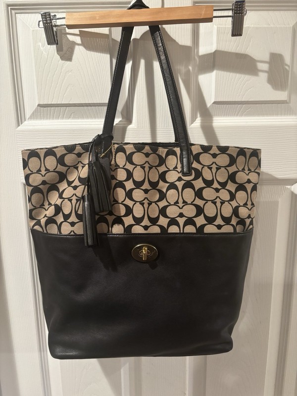 Vintage Coach Signature Jaquard Legacy Turn Lock Tote Bag