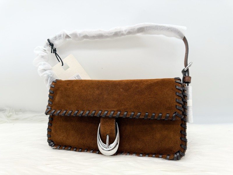 AUTH NWT Staud Harlow Front Flap Suede Whipstitching Top Handle Shoulder Bag