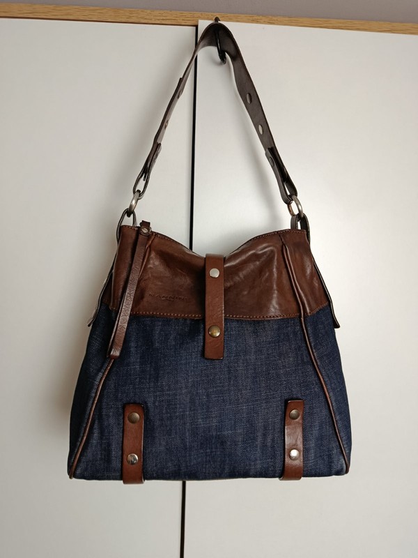 Vintage women’s denim bag with genuine leather elements from Nannini