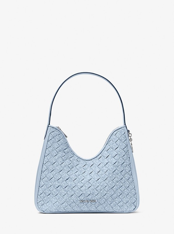 Mickael Kors Nayla Small Woven Signature Logo Hobo Shoulder Bag 35S6S5ZH1B