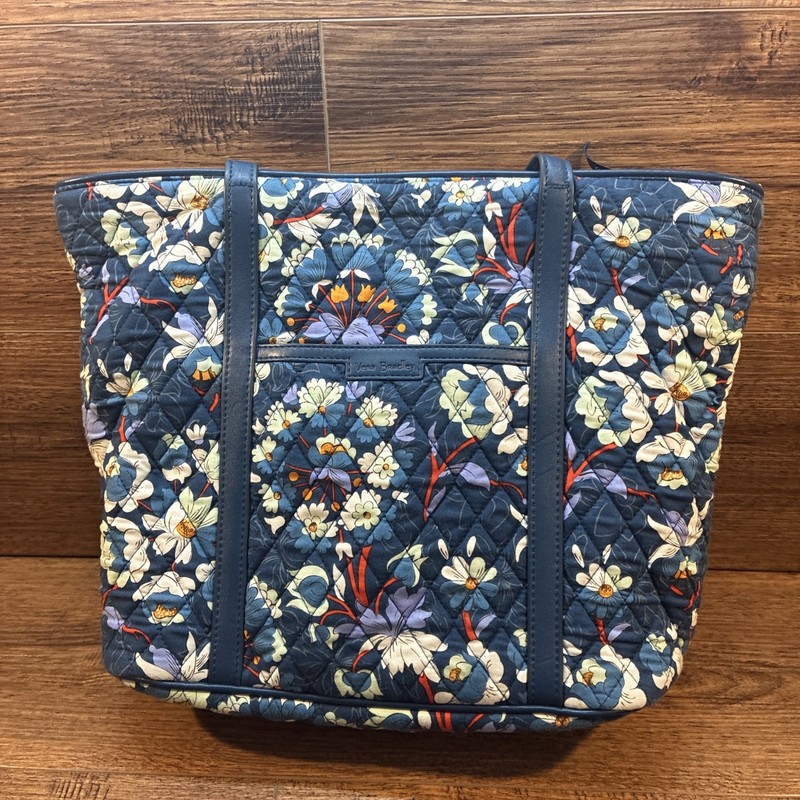 3pc Vera Bradley Tote - Retired Pattern Floral Blue Burst Wallet, Change Cosmet gallery