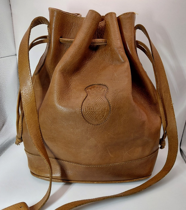 Unisa Brazil Leather Drawstring Bucket Shoulder Bag Brown Boho Vintage – NICE!