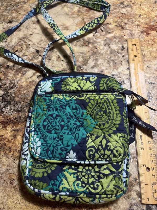 Vera Bradley Crossbody Bag Blue And Purple About 8 Inches Tall Mini Cross Bag